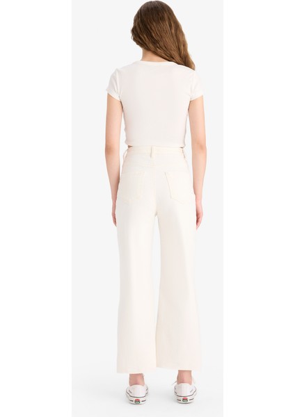 Culotte Yüksek Bel Paça Ucu Kesik Crop Jean Pantolon B5012AX25SM