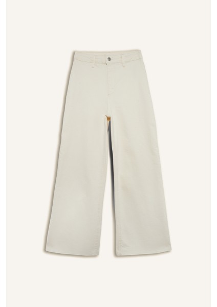 Culotte Yüksek Bel Paça Ucu Kesik Crop Jean Pantolon B5012AX25SM