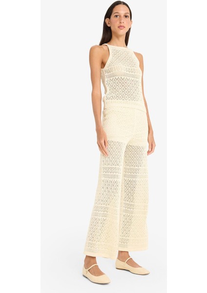 Wide Leg Geniş Paça Ajur Triko Pantolon F3777AX25SM