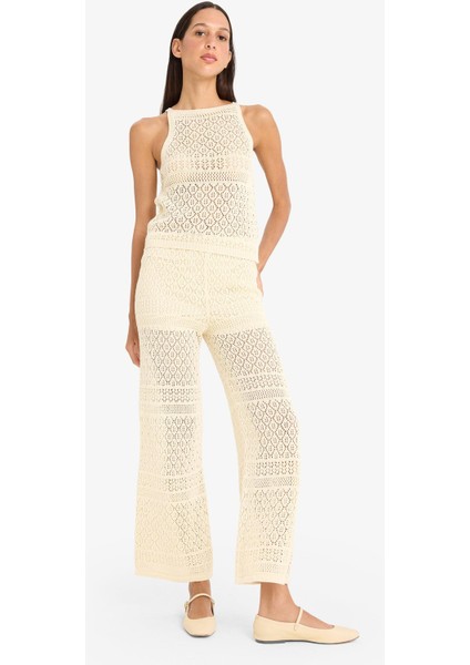 Wide Leg Geniş Paça Ajur Triko Pantolon F3777AX25SM fiyatları