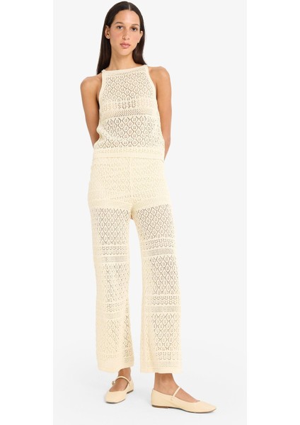 Wide Leg Geniş Paça Ajur Triko Pantolon F3777AX25SM modelleri