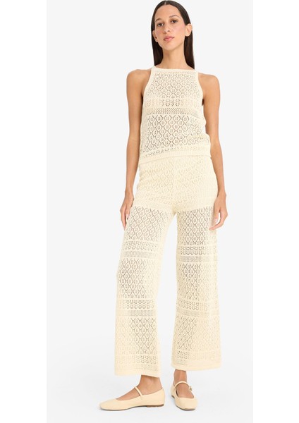 Wide Leg Geniş Paça Ajur Triko Pantolon F3777AX25SM fırsatları