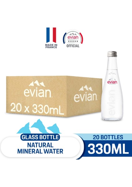 Natural Mineral Water 330ml Glass Bottle, Case of 20 Bottles fiyatları