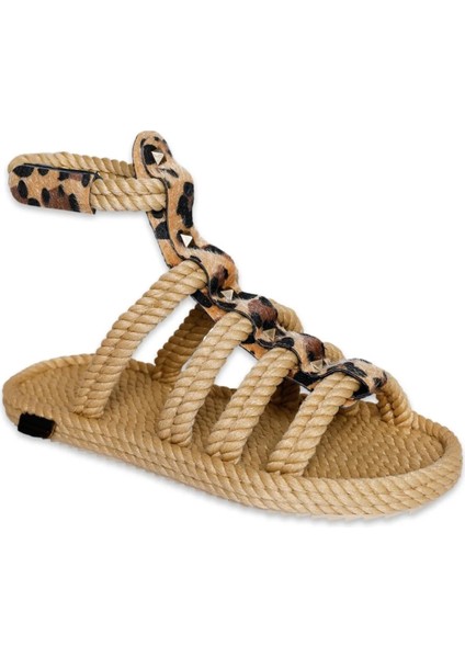 Serengeti Kadın Bej Leopar Sandalet Srgleo-12