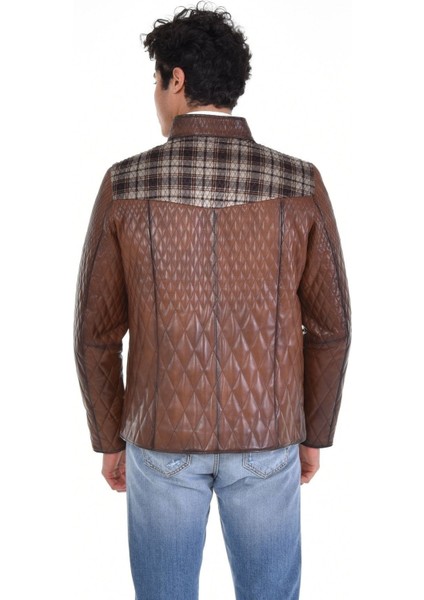 Hakiki Deri Siyah Erkek Deri Mont Baklava Desenli Fermuarlı Deri Ceket fiyatları