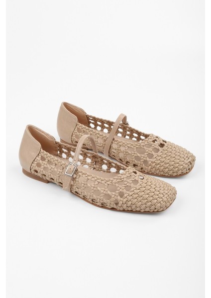 Kadın Miela Ten Cilt Tokalı Örgü Babet