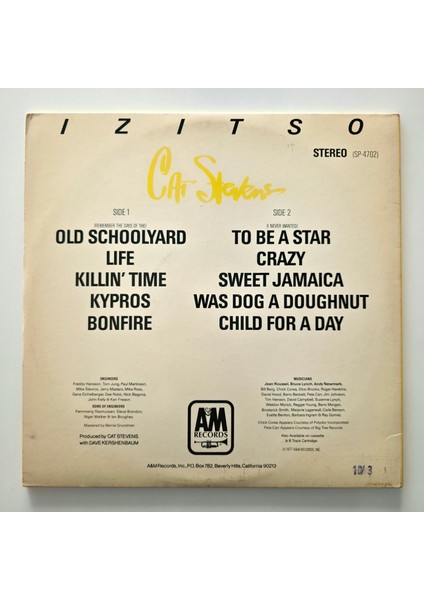 Cat Stevens – Izitso - Dönem Baskı Plak fiyatları