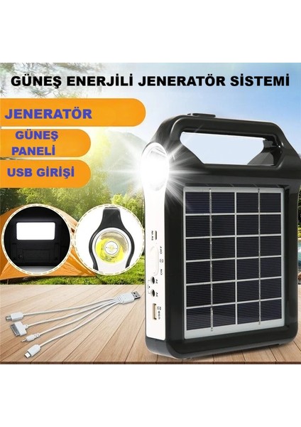 Solar Aydınlatma Sistemi Taşınabilir Powerbank Jeneratör USB Çıkışlı Güneş Enerjili Pratik ve Dayanıklı