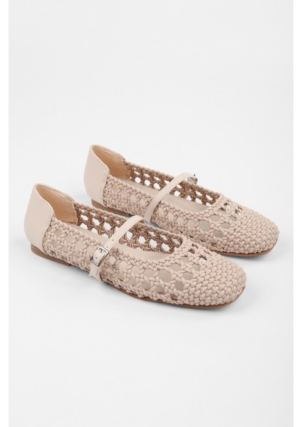 Kadın Miela Bej Cilt Tokalı Örgü Babet