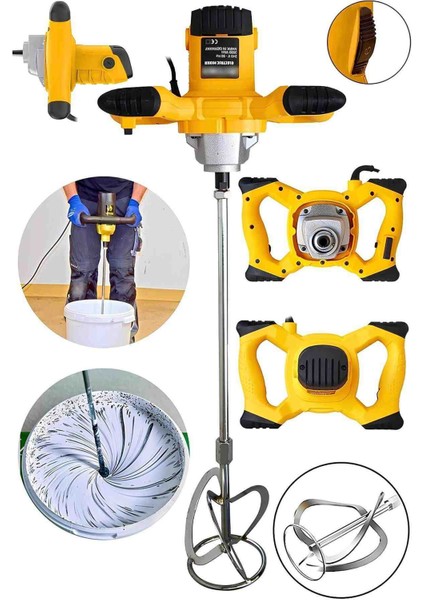 Elektrikli Bakır Sargı 6 Kademeli Hamur Alçı Boya ve Harç Karıştırıcı Mikser