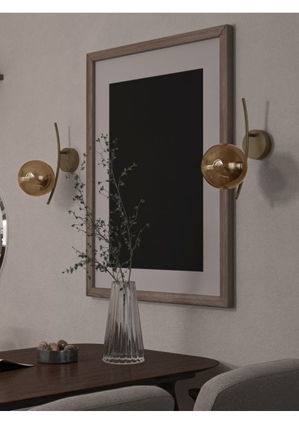 Lal Modern Bal Cam Küre Duvar Apliği - Eskitme Metal Gövdeli Dekoratif Aydınlatma