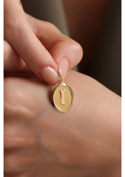 14 Ayar Altın I Harf Oval Kolye Ucu fiyatları