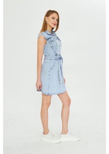 Kısa Kol Cepli Kuşaklı Elbise modelleri