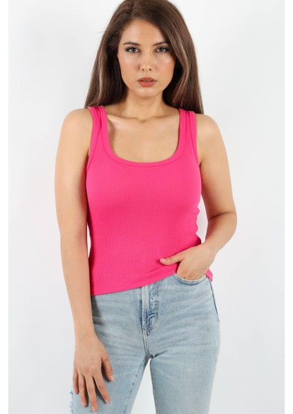 Kadın Cotton Premium Doku Fuşya Pamuklu Basic Fitilli Atlet fiyatları
