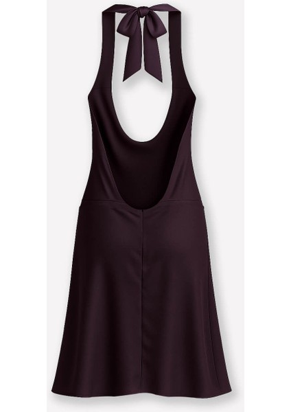 Kadın Boyundan Bağlamalı Sırt Dekolteli Saten Elbise modelleri