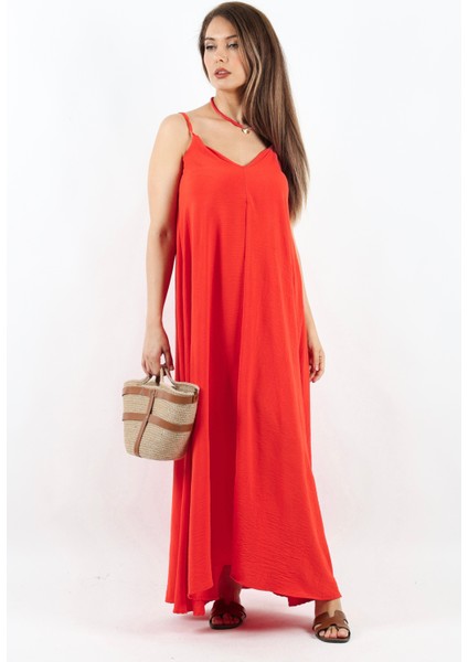 Kadın Amore Rahat Kesim Ayarlanır Askılı Mercan Ayrobin Elbise