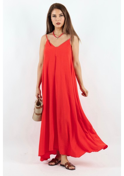 Kadın Amore Rahat Kesim Ayarlanır Askılı Mercan Ayrobin Elbise