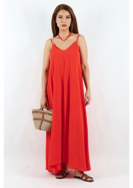 Kadın Amore Rahat Kesim Ayarlanır Askılı Mercan Ayrobin Elbise