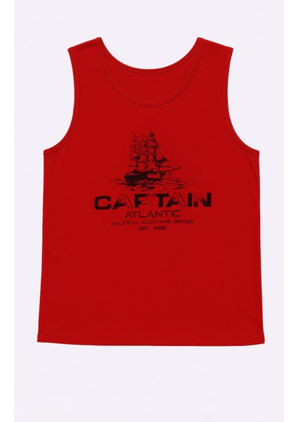 Erkek Kaptan Baskılı %100 Pamuk Kolsuz T-Shirt fiyatları