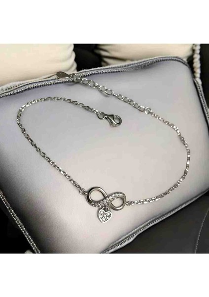 925 Ayar Gümüş Sonsuzluk Kalp Detaylı Bileklik fiyatları