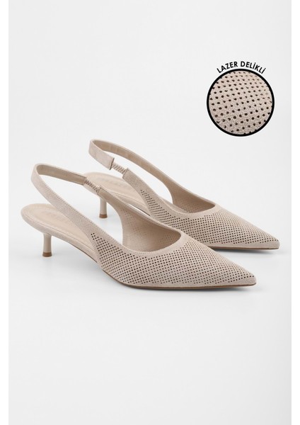 Kadın Vanie Ten Süet Lazer Delikli Stiletto