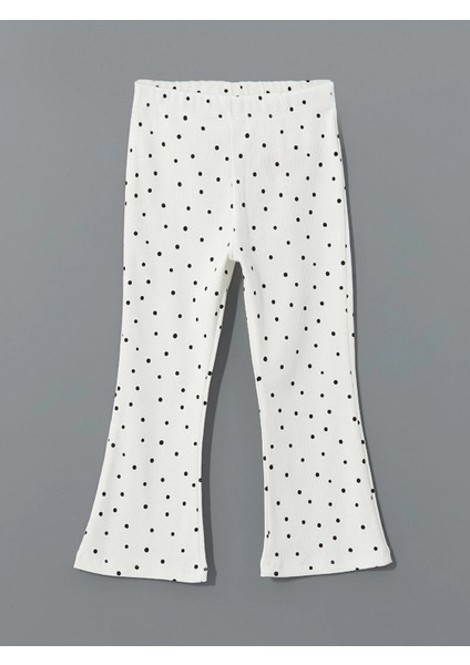 Lcw Kids Ekru Beli Lastikli Puantiyeli Kız Çocuk Tayt