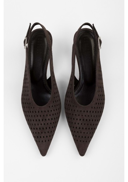 Kadın Rilou Acı Kahve Süet Delikli Dekolteli Stiletto modelleri