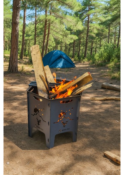 Portatif Siyah Çelik Ateş Çukuru