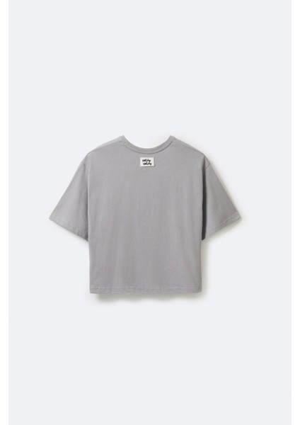 Kadın Crop Grey T-Shirt L fiyatları