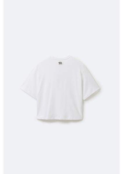Kadın Crop White T-Shirt M fiyatları