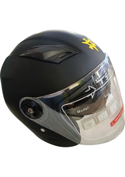 Güneş Vizörlü Açık Motosiklet Kaskı (Mat Siyah)