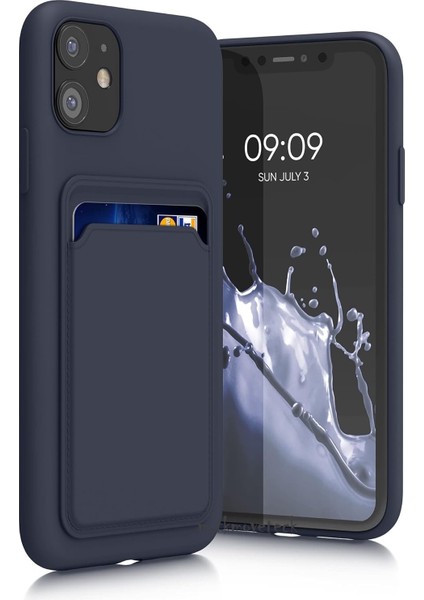 Iphone 11 Kılıf Kamera ve Köşe Korumalı Kartlıklı Cüzdanlı Yumuşak Renkli Silikon Kapak Içi Kadife