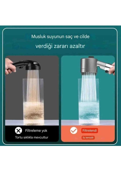 10 Adet Banyo Duş Başlığı Kireç Önleyici Filtreli Turbo Yüksek Basınçlı 3 Fonksiyonlu modelleri