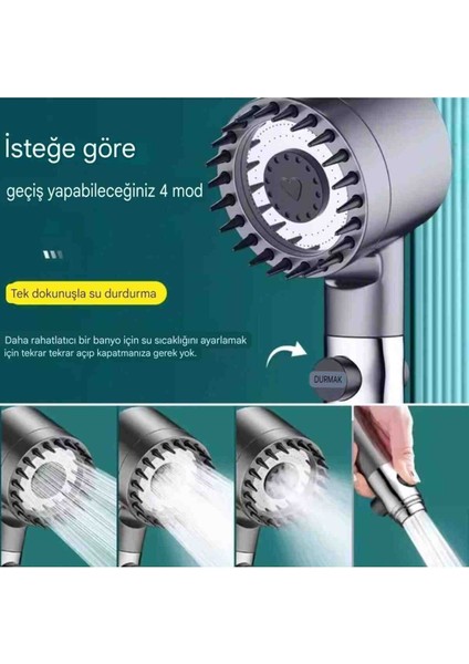 10 Adet Banyo Duş Başlığı Kireç Önleyici Filtreli Turbo Yüksek Basınçlı 3 Fonksiyonlu fırsatları