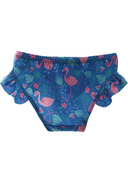 Kız Çocuk Flamingo Desenli Mavi Fırfırlı Havuz Plaj Bikini Takımı fırsatları