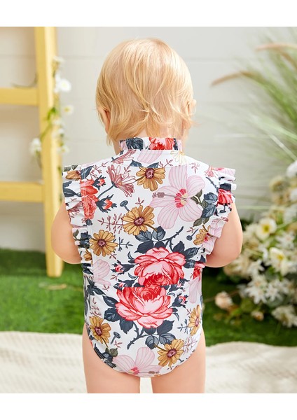 Kız Bebek Çiçek Desenli Fırfırlı Mayo – Fermuarlı, Rahat ve Şık fırsatları