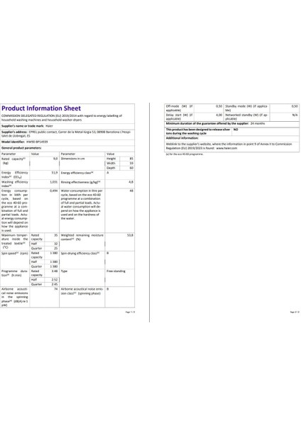 HW90-BP14939-S 9 kg 1400 Devir Çamaşır Makinesi