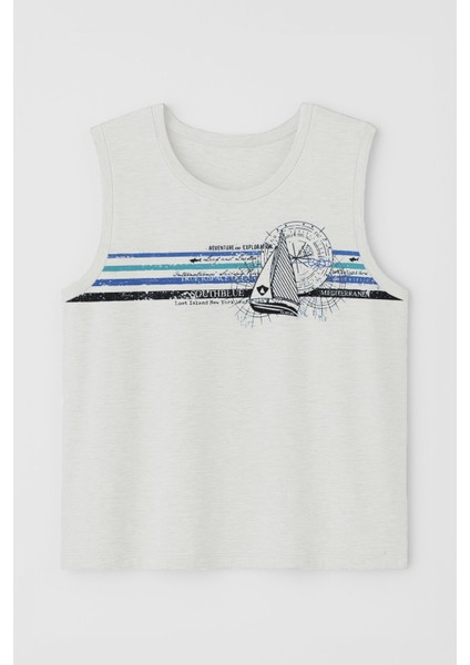 Erkek Yelkenli Baskılı %100 Pamuk Kolsuz T-Shirt fiyatları