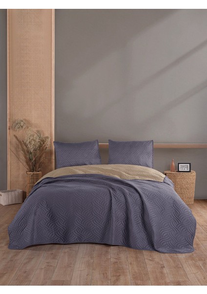 Dora Pamuklu Çift Kişilik Yatak Örtüsü Seti (220X230)-ANTRASIT Bej fiyatları