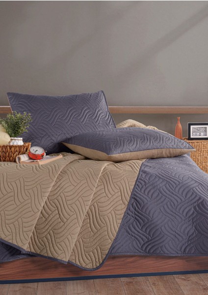 Dora Pamuklu Çift Kişilik Yatak Örtüsü Seti (220X230)-ANTRASIT Bej modelleri