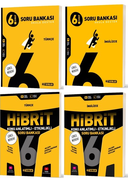 2026 6. Sınıf Türkçe + Ingilizce Soru + Hibrit - Konu Seti 4 Kitap
