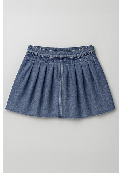Kadın Şık Pileli Yazlık Mini Jean Etek modelleri