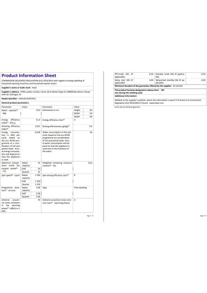HW120G-B14979U1S 12 kg Wi-Fi Bağlantılı 1400 Devir Çamaşır Makinesi