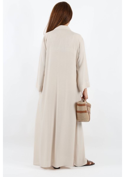 Prive Kadın Plain Bej %100 Viskon Maksi Boy Cepli Yazlık Uzun Elbise fırsatları