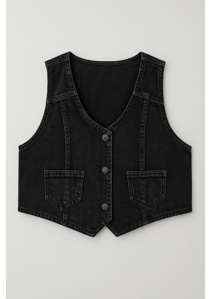 Kadın Düğmeli Jean Yelek fiyatları