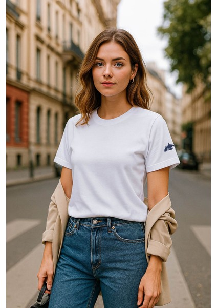 Kadın Bisiklet Yaka Basic Düz Kısa Kollu Gri T-Shirt