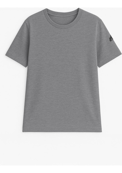 Kadın Bisiklet Yaka Basic Düz Kısa Kollu Gri T-Shirt fiyatları