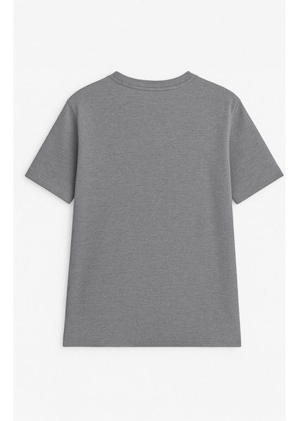 Kadın Bisiklet Yaka Basic Düz Kısa Kollu Gri T-Shirt modelleri