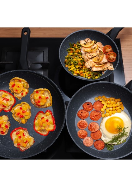 Excellence 3 Adet Granit İndüksiyon Tabanlı Tava Seti, 20-24-28 cm indirimleri