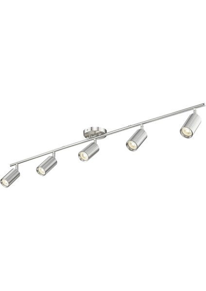 Retro Metal Inox 5 Li 180 Derece Hareketli LED Spot Avize Beyaz Ampullü